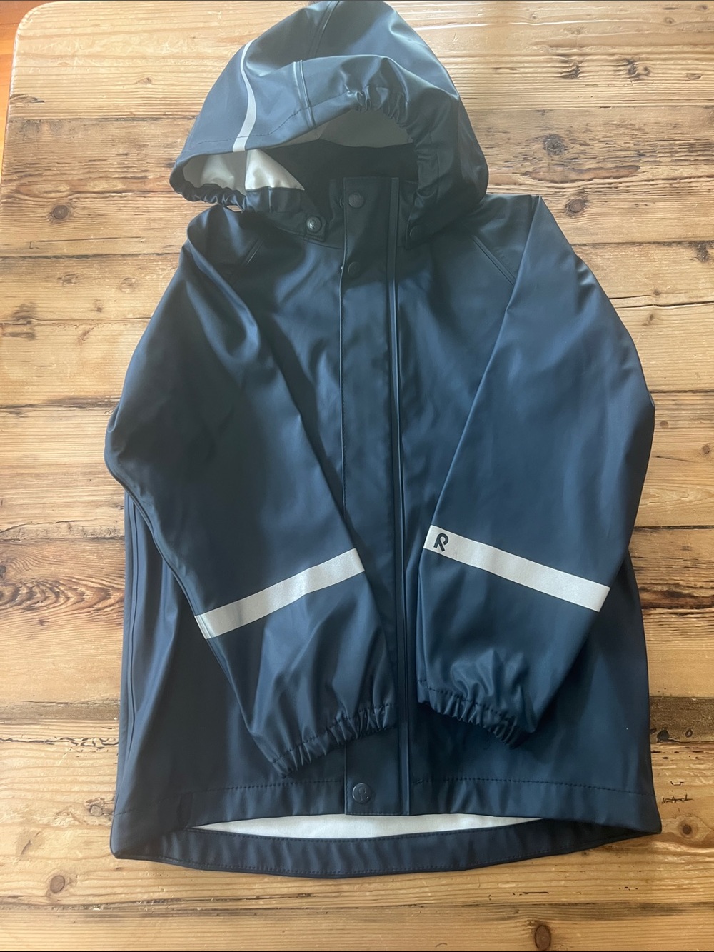 Reima Kids Navy Waterproof Hooded Rain Jacket with Reflective Trim